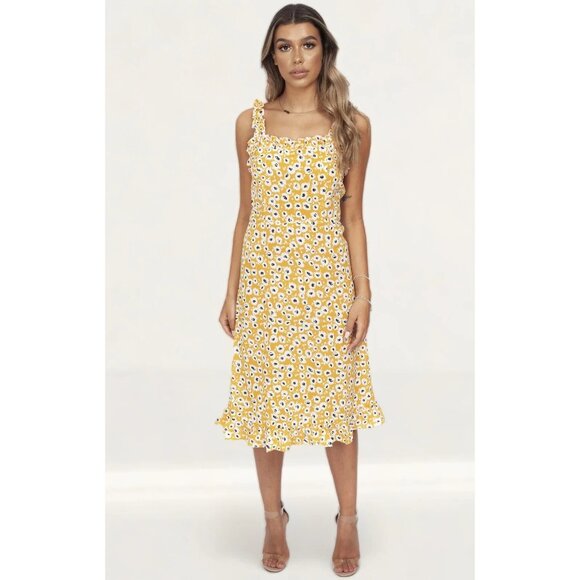 Never Fully Dressed Yellow Floral Drew Sun Dress Ruffle NWT $268 Size Small - Picture 1 of 8